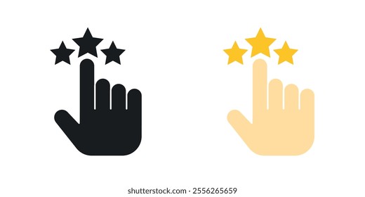 Customer feedback icon set in black and colored versions.