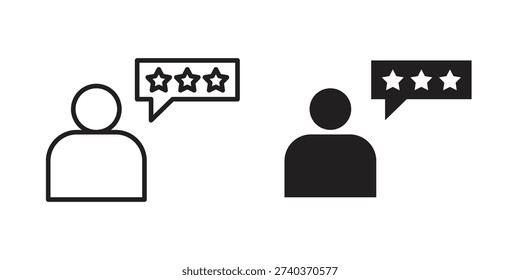Customer feedback icons in a black filled and outlined style. Set of vector icons