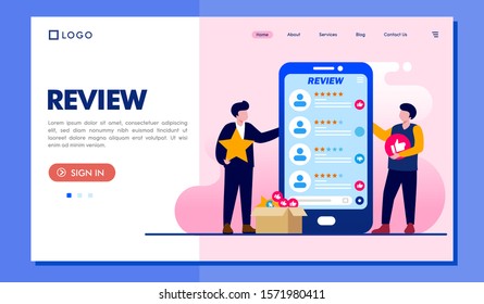 Customer feedback landing page website illustration vector flat design