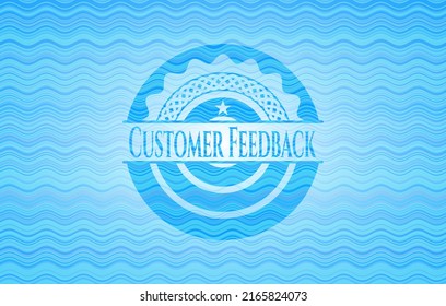Emblema de la ola de agua azul claro de los comentarios del cliente. Ilustración vectorial. Detallado. 