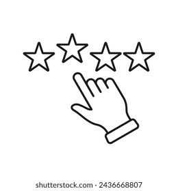 Icono de línea de comentarios del cliente. Pictograma lineal de clasificación. Símbolo de esquema de revisión de cliente. Haga Clic Para Valorar, Señal De Buena Calidad. Experiencia del consumidor. Trazo editable. Ilustración vectorial aislada.