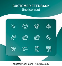 Customer feedback line icon set. Smiley, like, dislike. Ecommerce concept. Can be used for topics like retail, store, approval