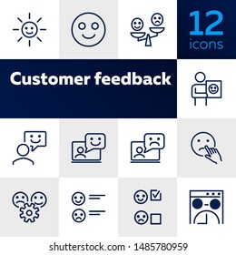 Customer feedback line icon set. Smiley, like, dislike. Ecommerce concept. Can be used for topics like retail, store, approval