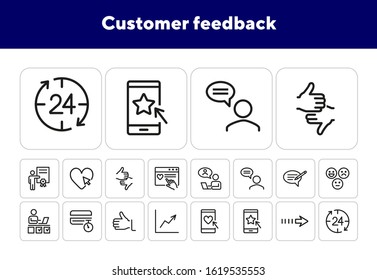 Customer feedback line icon set. Chat, review, opinion. Experience concept Can be used for topics like communication, marketing, customer support