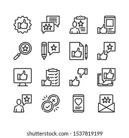 Customer feedback line icons. Modern stroke, linear elements. Outline symbols collection. Premium quality. Vector thin line icons set