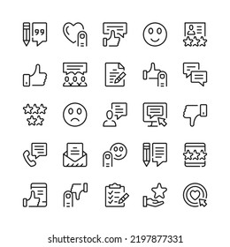 Customer feedback line icons. Outline symbols. Vector line icons set