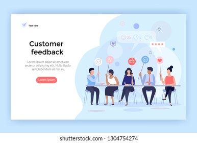 Customer feedback management, vector illustration, perfect for web design, banner, mobile app, landing page, flat design