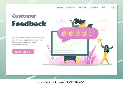 Customer feedback management, vector illustration, perfect for web design, banner, mobile app, landing page, flat design. Vector illustration.