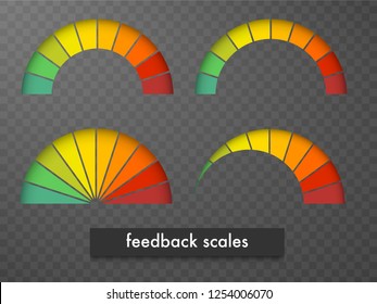 Customer feedback measurement scale 0 to 10, bad to great. Assessment management tool. Arch chart indicates client satisfaction. Vector illustration clipart
