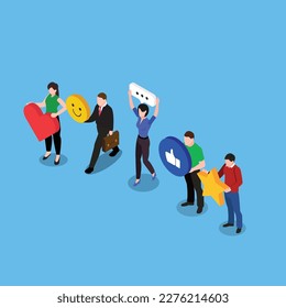 Customer feedback opinion for product and services 3d isometric vector illustration concept for banner, website, landing page, ads, flyer template
