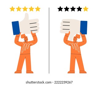 Feedback des Kunden, positive und negative Bewertung. Farbige Vektorgrafik
