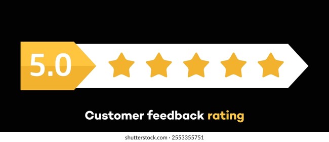 Customer feedback rating 5 stars icons and graphics. 5 star rating. Abstract Designs and Shapes. Software, Technology, Computing Devices and Phones rating scale. Feedback, Concept, Emoji, Emoticon.