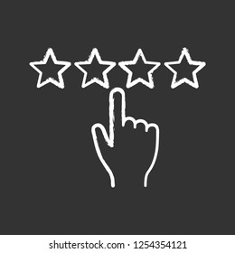 Customer feedback and rating chalk icon. Ranking. Client review. Rating scale click. Isolated vector chalkboard illustration