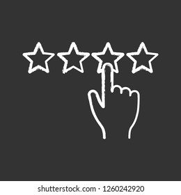 Customer feedback and rating chalk icon. Ranking. Client review. Rating scale click. Isolated vector chalkboard illustration