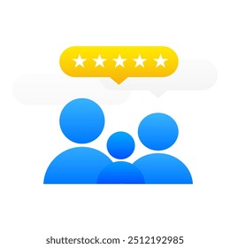 Comentários do cliente com classificação. O conceito da melhor classificação. Ilustração vetorial