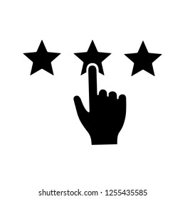 Customer feedback and rating glyph icon. Ranking. Client review. Rating scale click. Silhouette symbol. Negative space. Vector isolated illustration