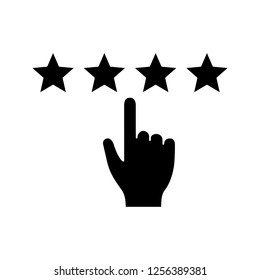Customer feedback and rating glyph icon. Ranking. Client review. Rating scale click. Silhouette symbol. Negative space. Vector isolated illustration