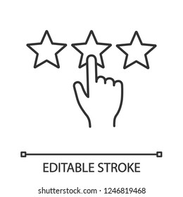 Customer feedback and rating linear icon. Thin line illustration. Ranking. Client review. Rating scale click. Contour symbol. Vector isolated outline drawing. Editable stroke