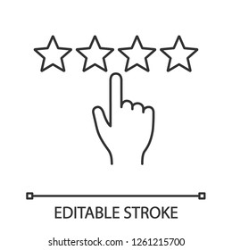 Customer feedback and rating linear icon. Ranking. Thin line illustration. Client review. Rating scale click. Contour symbol. Vector isolated outline drawing. Editable stroke
