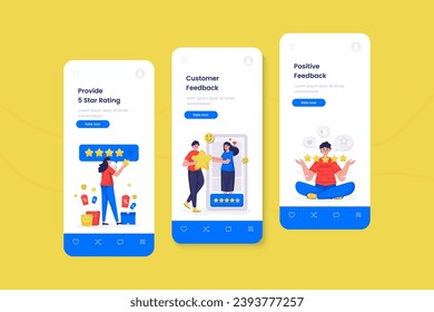 Customer feedback ratings illustration onboard mobile screen design