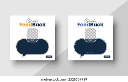 Customer feedback review or client review social media post template with two-color