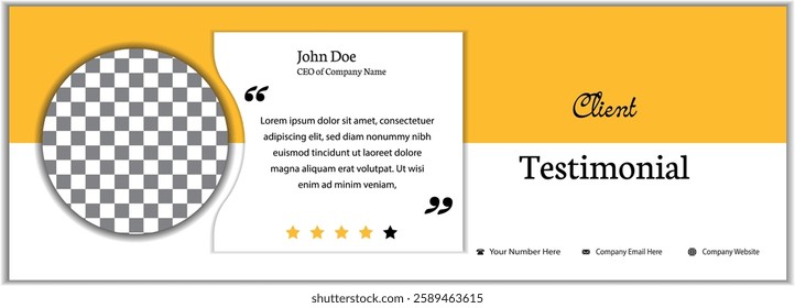 Customer feedback review or client testimonial design, client testimonial comment and quote square design.