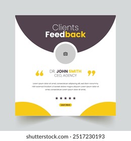 Kundenfeedback-Bewertung für Kundenaussagen Social Media Beiträge Banner und Design-Vorlagen. Feedback zum Kundendienst: Banner für Social-Media-Beiträge.