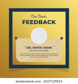 Customer feedback review or testimonial design, Customer service feedback template with photo placeholder vector. Client