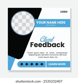 Kundenfeedback-Review oder Testimonial Design Social Media Instagram Post Template mit Mockup. Flache Feedback-Zielseite.