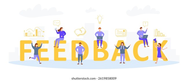 Customer feedback satisfaction client review support business success opinion positive like survey rate people work result concept icon flat choice quality service experience rating