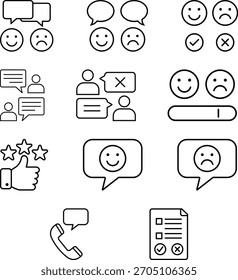 Conjunto de iconos de línea de Comentarios y satisfacción del Cliente