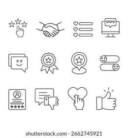 Ilustração vetorial do ícone de análise de satisfação e comentários do cliente para avaliação da pesquisa garantia de qualidade serviço de fidelidade experiência de usuário de depoimento.