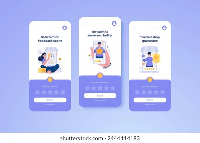 Customer feedback score star rating illustration on Ui mobile onboard template