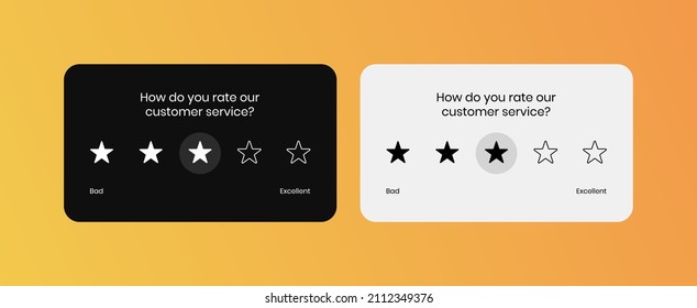 Customer Feedback Survey Vector UI Design Concept. Five Star Feedback Rating User Interface Widget