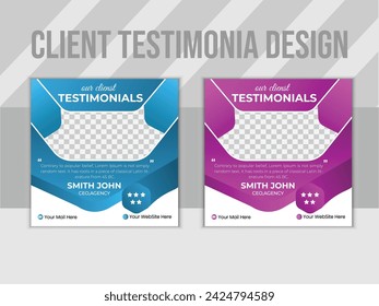 Customer feedback testimonial creative Instagram Post and social media banner design or square flyer template