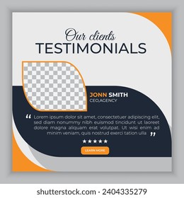 Plantilla de diseño testimonial de comentarios de clientes. revisar publicaciones en medios sociales o banner web.