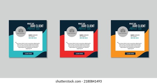 Customer Feedback Testimonial Social Media Post Web Banner Template. Client Testimonials Social Media Post Banner Design Template 