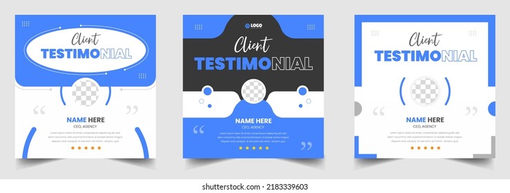 Customer Feedback Testimonial Social Media Post Web Banner Template. Client Testimonials Social Media Post Banner Design Template With Blue Color