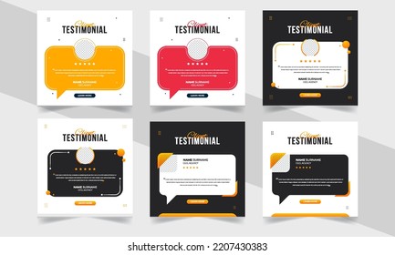 Customer feedback testimonial social media post web banner Bundle template 
