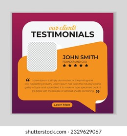 Customer feedback testimonial social media post web banner template.
client testimonials social media post banner design template.