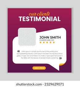 Customer feedback testimonial social media post web banner template.
client testimonials social media post banner design template.