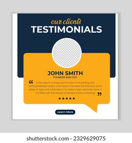 Customer feedback testimonial social media post web banner template.
client testimonials social media post banner design template.