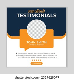 Customer feedback testimonial social media post web banner template.
client testimonials social media post banner design template.