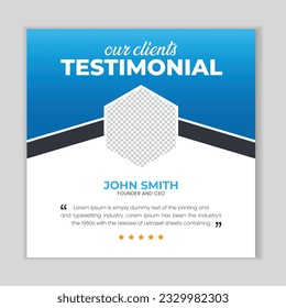 Customer feedback testimonial social media post web banner template.
client testimonials social media post banner design template.