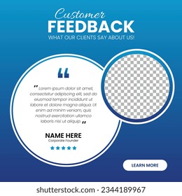 Customer feedback testimonial social media post web banner template