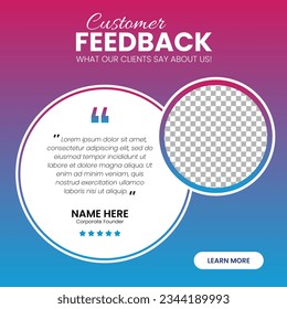 Customer feedback testimonial social media post web banner template