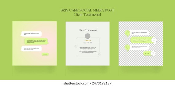 Customer feedback testimonial social media post template. Printable colorful creative client testimonial vector mockup template design. Vector illustration.