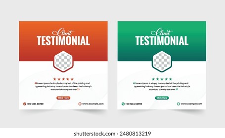 Customer feedback testimonial social media post web banner template