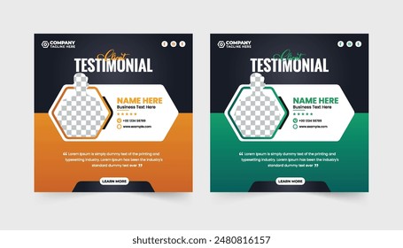 Customer feedback testimonial social media post web banner template