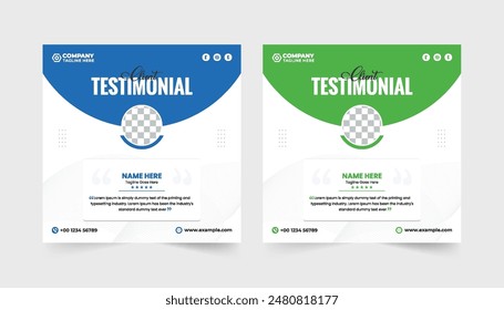 Customer feedback testimonial social media post web banner template